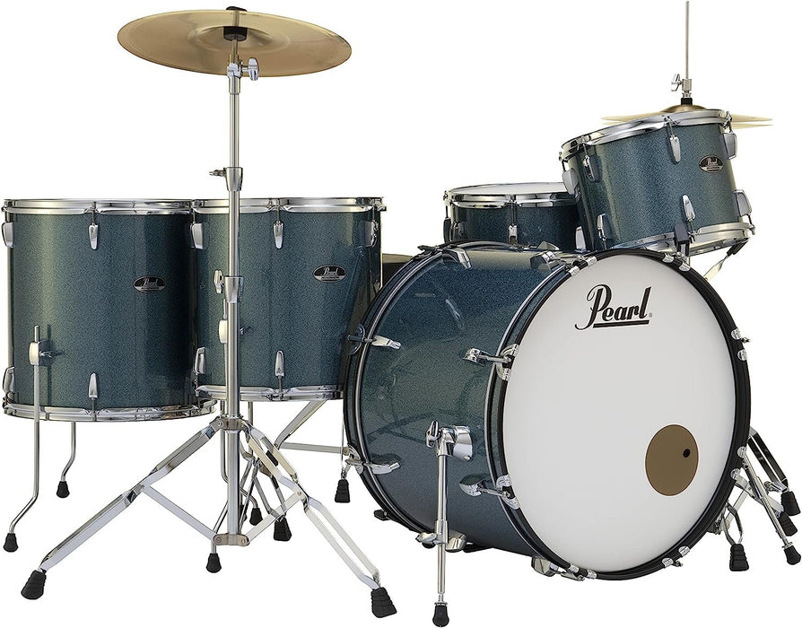 Pearl Roadshow 5-Piece Complete Rock Drum Kit with Hardware and Cymbals - Aqua Blue Glitter (RS525WFC/C703)