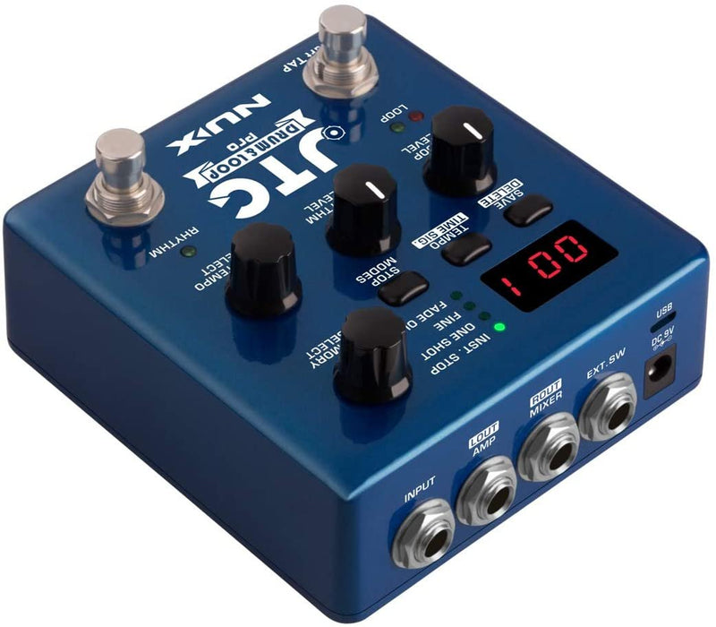 NUX JTC PRO Drum Loop PRO Dual Switch Looper Pedal 6 hours recording time 24-bit and 44.1 kHz sample rate