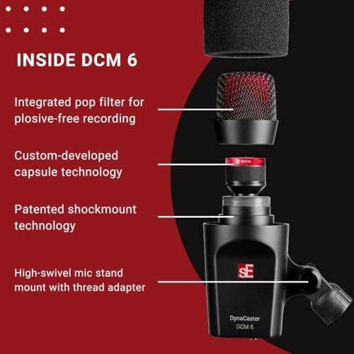 sE Electronics Dynacaster 6 Broadcast Microphone, Black (DCM6-U)