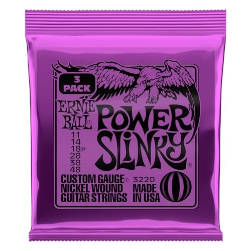 Ernie Ball Power Slinky Nickel Wound Electric Guitar Strings 3-pack, 11-48 Gauge (P03220)