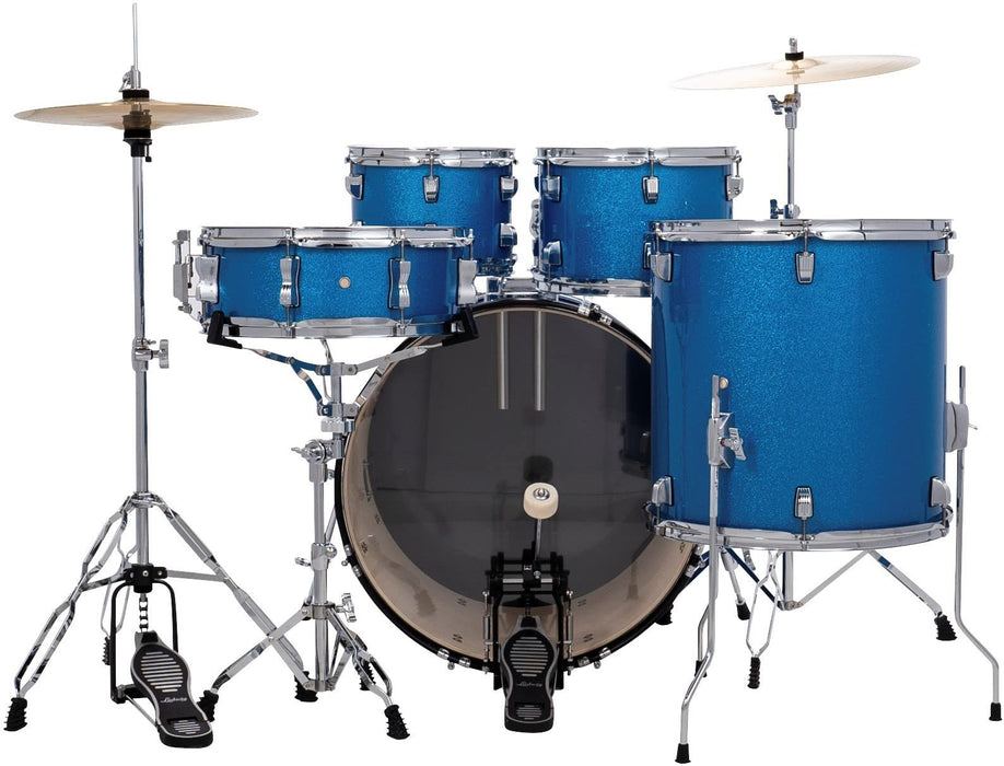 Ludwig Accent 5-piece Complete Drum Set w/20" Bass Drum and Wuhan Cymbals - Blue Sparkle (LC19019)