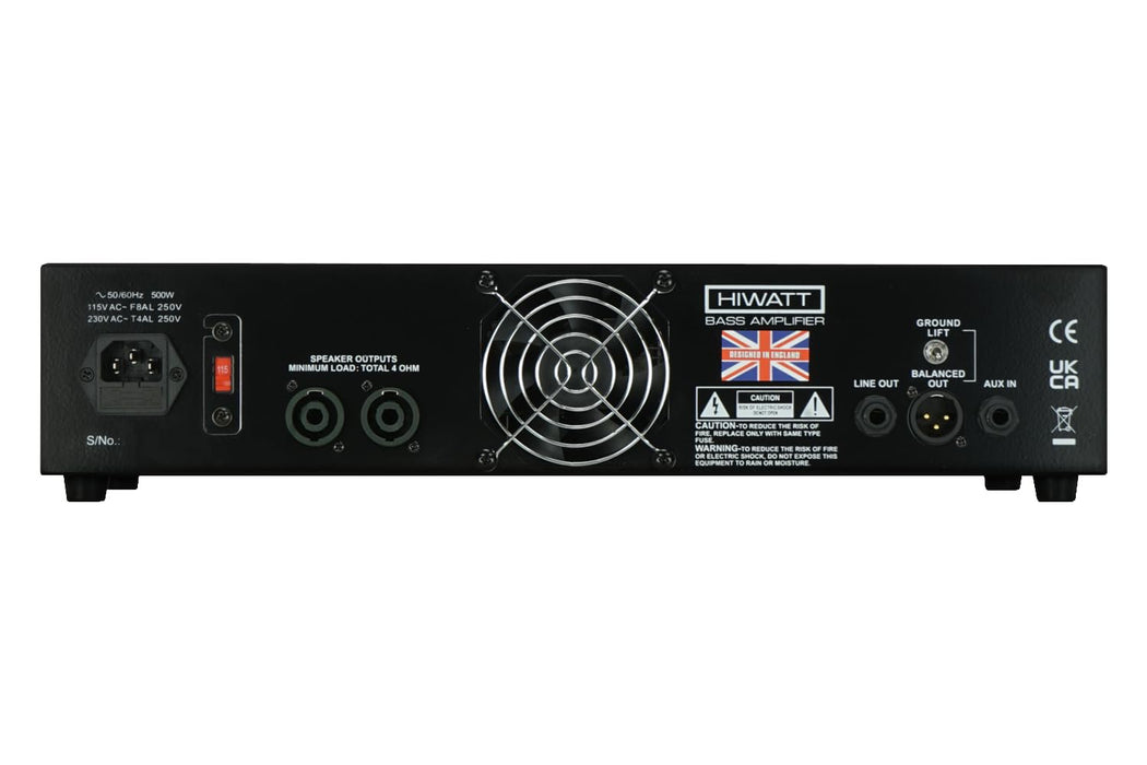 Hiwatt Bulldog 440 Studio 500W Bass Amplifier Head with 7 Band Graphic EQ, Black, BD440STUDIO