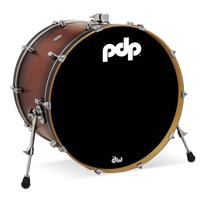 PDP Concept Series Maple Bass Drum, 18x24, Satin Tobacco Burst w/Chrome Hardware (PDCM1824KKSTB)