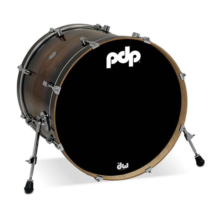 PDP Concept Series Maple Exotic Bass Drum, 18x22, Walnut to Charcoal Burst w/Chrome Hardware (PDCMX1822KKWC)