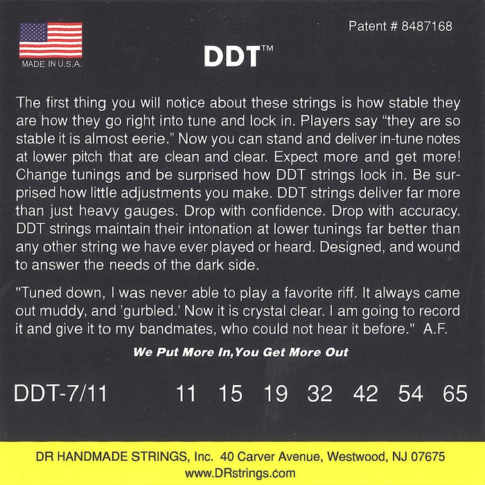 DR Handmade Strings DR DDT : Drop Down Tuning 7 St Ex Heavy Electric Guitar Strings (DDT7-11)