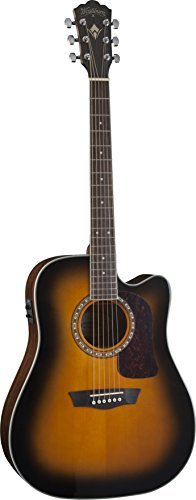 Washburn Heritage 10 Series Dreadnought Cutaway Acoustic Electric Guitar, Tobacco Burst (HD10SCETB-O-U)