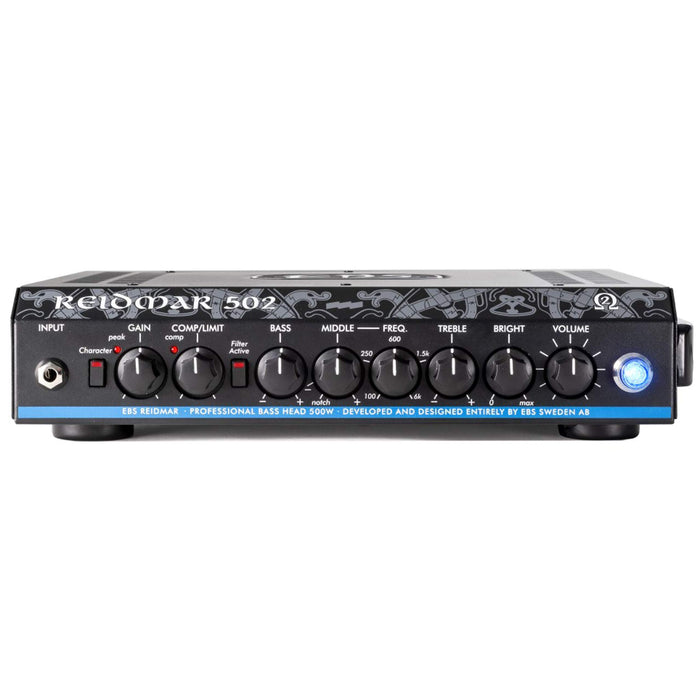 EBS Reidmar 502 Lightweight Bass Amplifier Head - 500W Class D, 2-Ohm Stable, Analog Preamp with 4-Band EQ, Built-in Compressor, XLR DI Out, Effects Loop