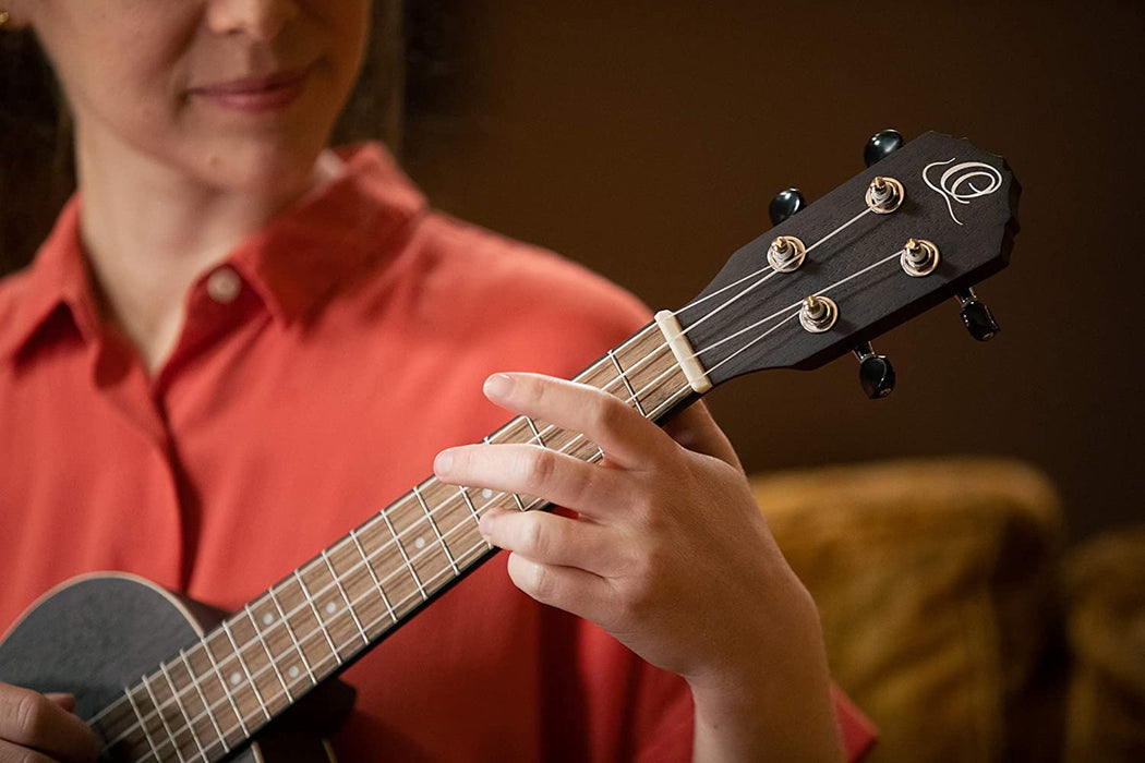 Ortega Guitars, 4-String Earth Series Concert Ukulele, Right, Transparent Black, Acoustic (RUCOAL)