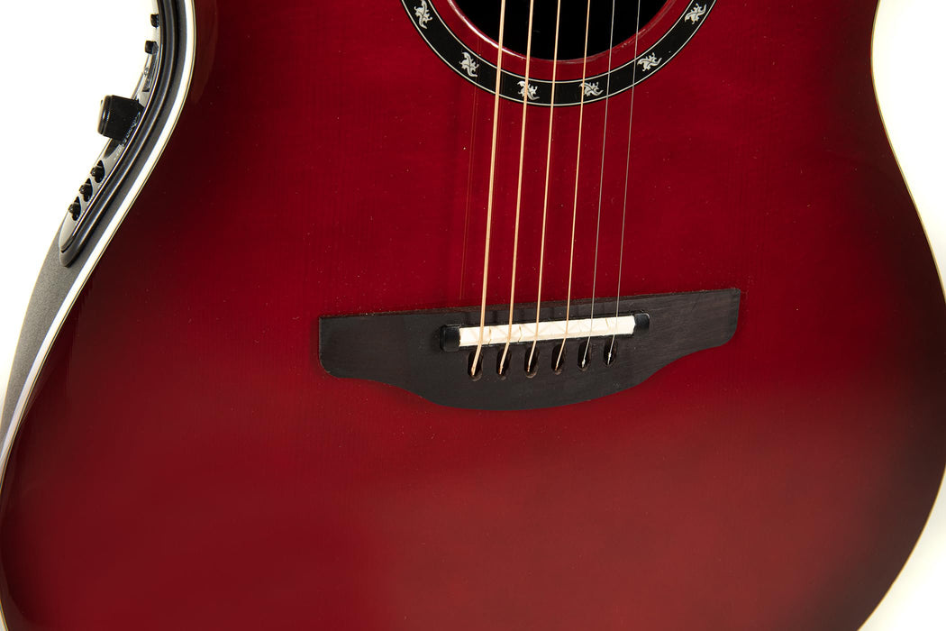 Ovation Electric Acoustic Guitar Pro Series Standard Balladeer 2771AX - Solid A-Grade Sitka Spruce Top - Deep Contour Lyrachord Body - Strings Adamas Nuova Coated - Cherry Burst - 2771AX-CCB-G