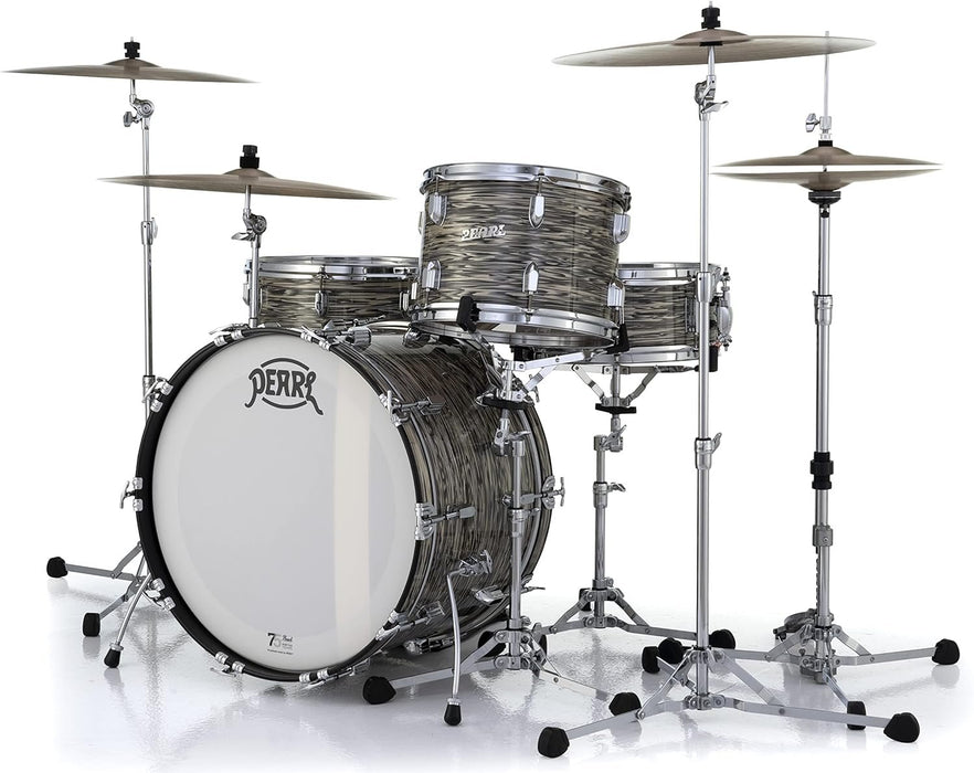 Pearl President Series Deluxe 3-piece 75th Anniversary Edition Shell Pack in Ocean Ripple (#767) covered finish featuring 22"x14" Bass Drum w/Cymbal Holder, 13"x9" Tom, and 16"x16" Floor Tom