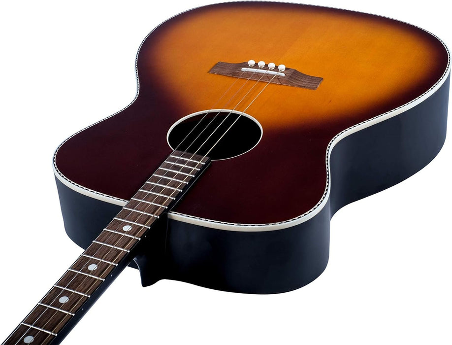 Recording King 4 String Acoustic Guitar, Right, Tobacco Sunburst (ROST-7-TS)