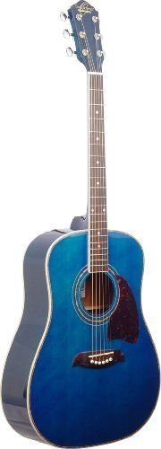 Oscar Schmidt Dreadnought Acoustic Guitar, Trans Blue (OG2TBL-A-U)