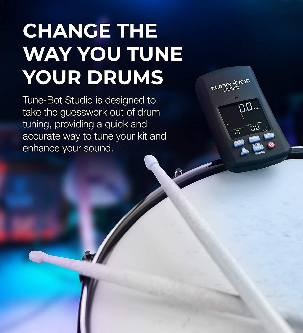 Tune-Bot Studio TBS-001 Digital Drum Tuner - Clip-On Tuner for Acousti ...