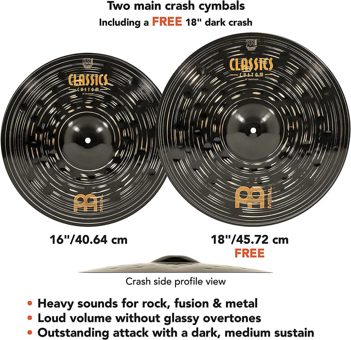 Meinl 18" China Cymbal - Classics Custom Dark - Made in Germany, 2-YEAR WARRANTY (CC18DACH)