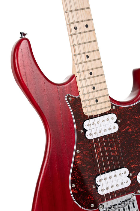 Cort G100 HH G Series Double Cutaway Electric Guitar, Open Pore Black Cherry
