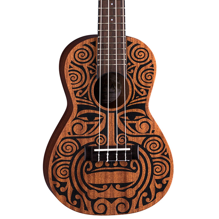 Luna Tribal Mahogany Soprano Ukulele, Satin Natural