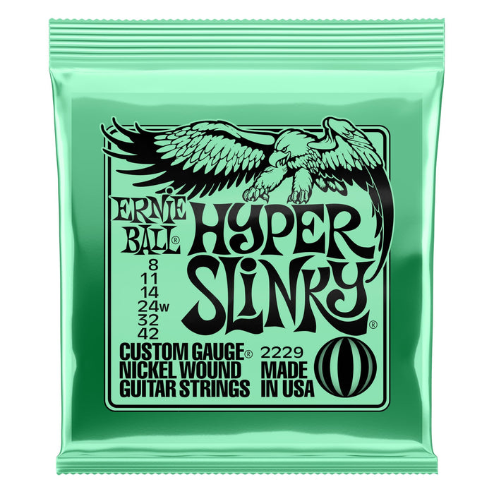 Ernie Ball Hyper Slinky Nickel Wound Electric Guitar Strings, 8-42 Gauge (P02229)