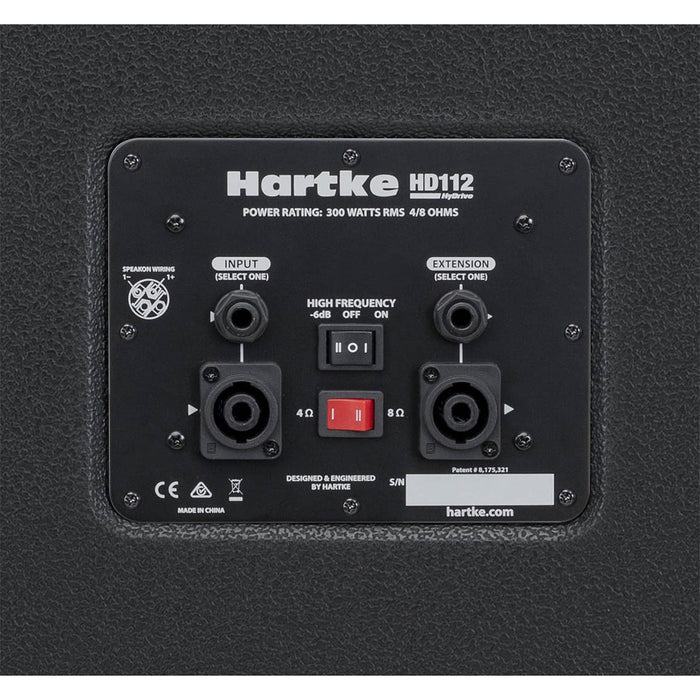 Hartke HD112 Bass Cabinet - 1x12" 300W Vented Speaker Enclosure (4/8 Ohm)