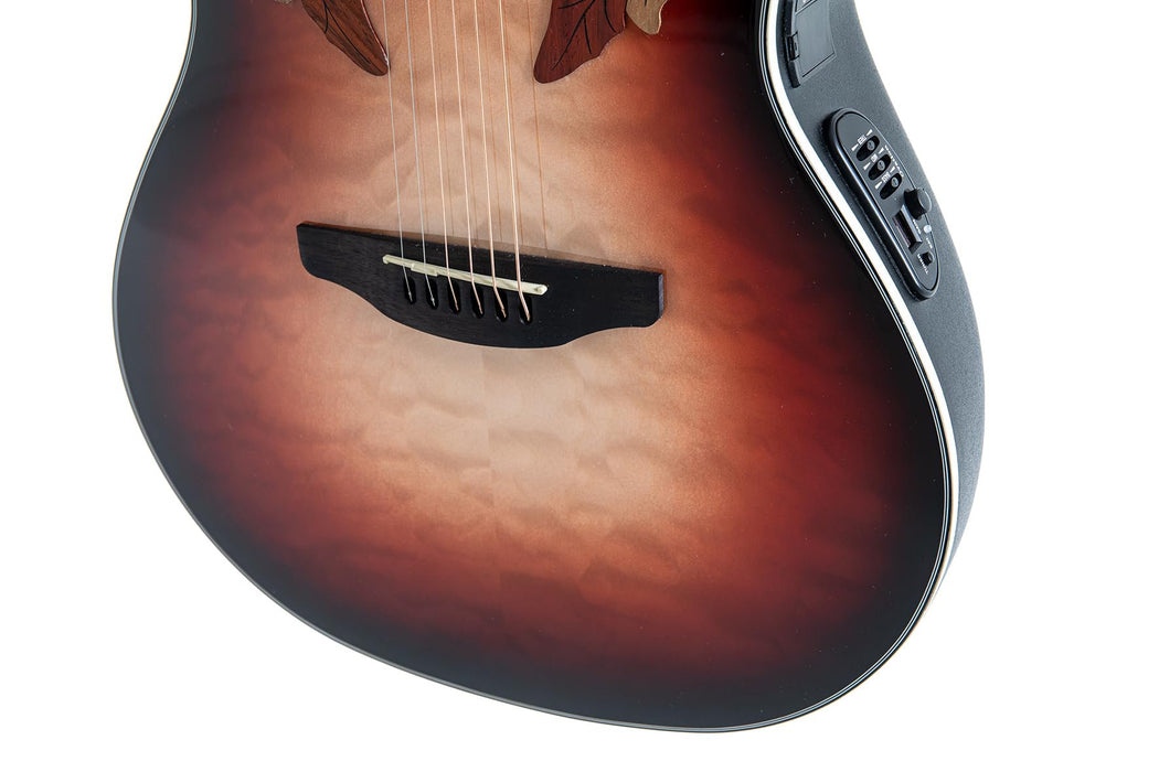 Ovation Celebrity Elite Plus E-Acoustic Guitar CE44LX-1R, MS/Mid/Cutaway, Ruby Burst, Lefty