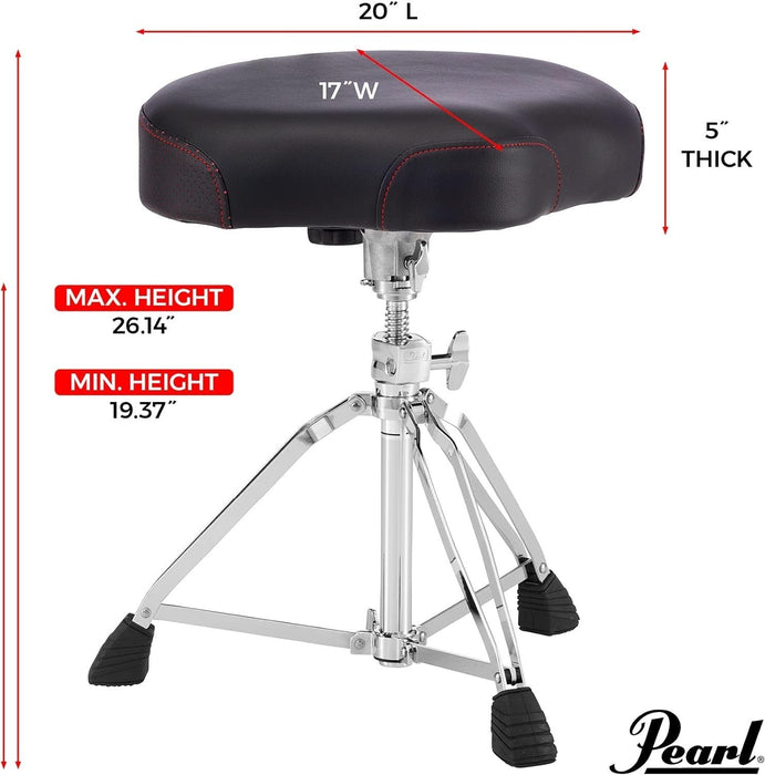 Pearl Roadster Drum Throne Seat Tri-Lateral Gas Lift Stool (D1500TGL)