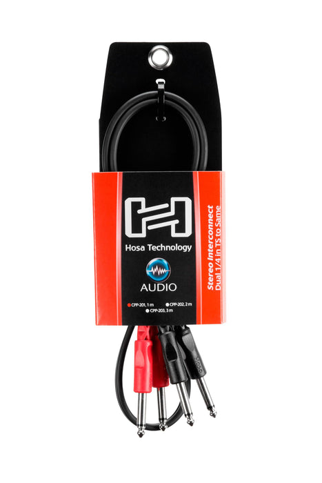Hosa CPP-201 Stereo Interconnect, Dual 1/4 Inch TS to Same, 3.3 Feet