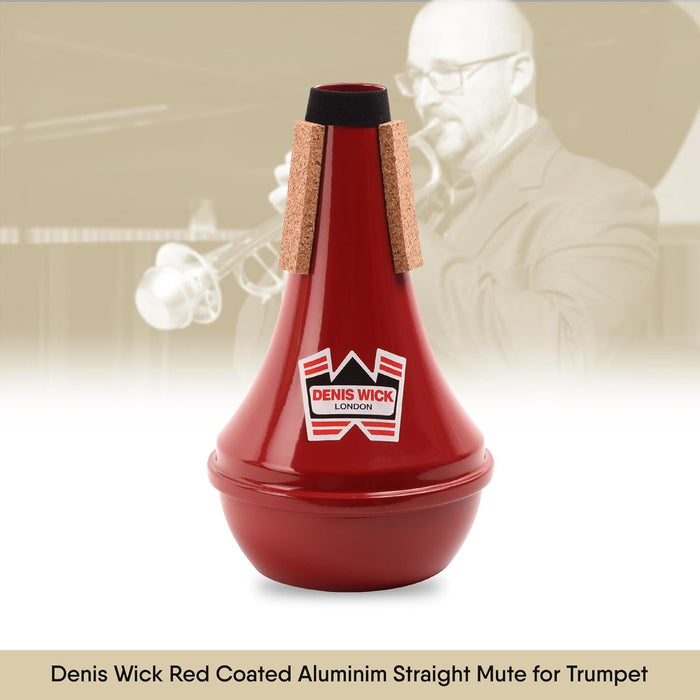 Denis Wick Straight Mute for Trumpet with Red Pure Coat Finish, 5504R - Hand-Spun Aluminum Mute with Natural Cork, Extra Focus & Projection, Reliable Intonation & Tight-Bell Fit -3.4 x 3.4 x 6 Inches