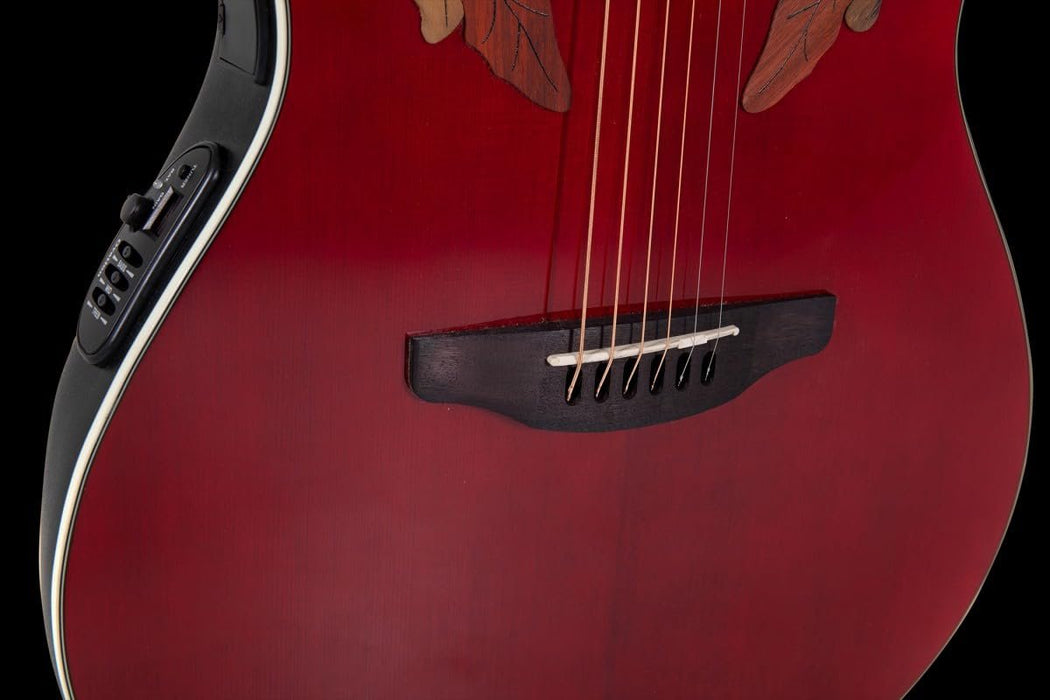 Ovation Celebrity Super Shhallow Cutaway Electric Acoustic Guitar Ruby Red (CE48-RR-G)
