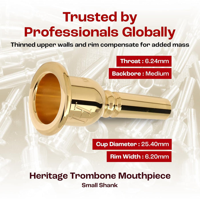 Denis Wick Heritage Trombone Mouthpiece Gold-Plated 3180G-5BS Small Shank