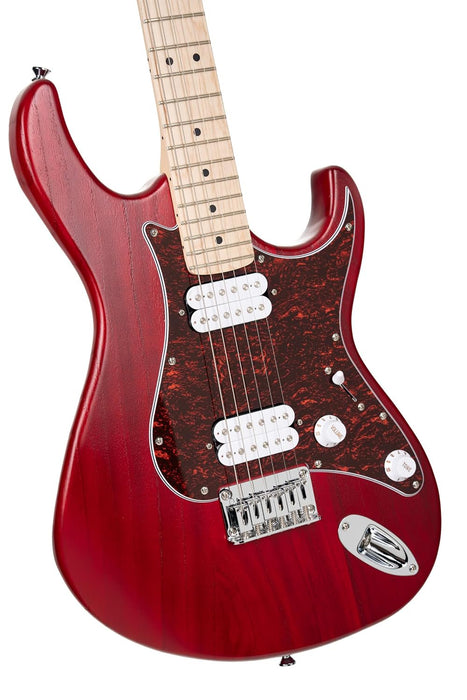 Cort G100 HH G Series Double Cutaway Electric Guitar, Open Pore Black Cherry