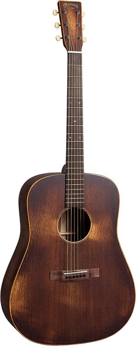 Martin Guitar D-15M StreetMaster with Gig Bag, Acoustic Guitar for the Working Musician, Mahogany Construction, Distressed Satin Finish, D-14 Fret, and Low Oval Neck Shape