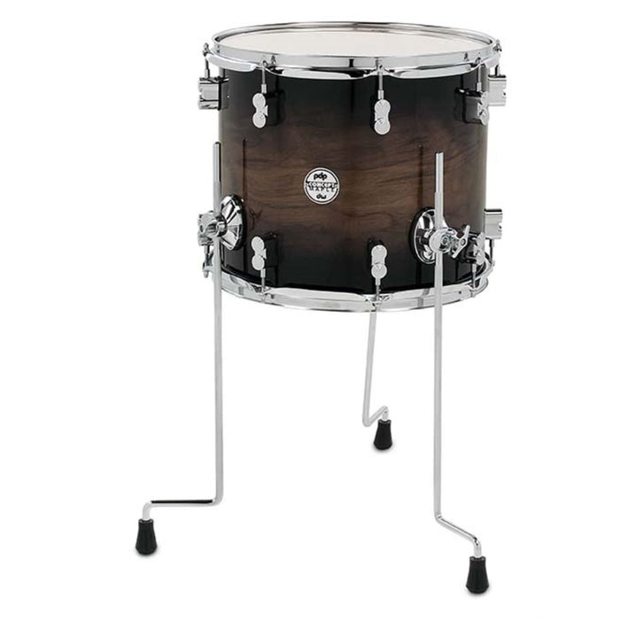 PDP Concept Series Maple Exotic Floor Tom, 12x14, Walnut to Charcoal Burst w/Chrome Hardware (PDCMX1214TTWC)