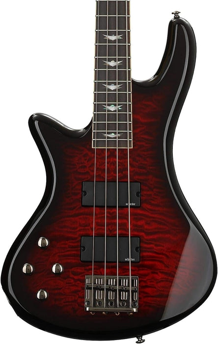 Schecter Stiletto Extreme 4 LH Left-handed Bass Guitar - Black Cherry