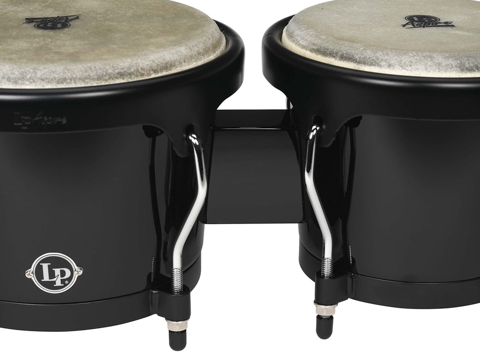 LP Aspire Fiberglass Bongo Set, Black with Black Hardware (LPA601F-BK)