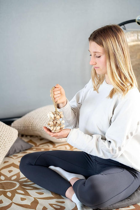 Large Pala Seed Shell Shaker — Creates a Soft Soothing Sound for Meditation, ASMR, Sound Therapy or Yoga, 2-YEAR WARRANTY