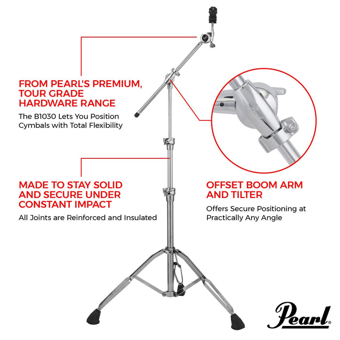 Pearl Pro Double-Braced Cymbal Boom Stand with Locking Boom Arm (B1030)