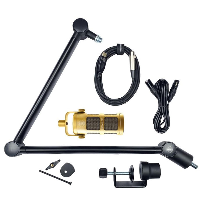 Sontronics Voicecasting Pack - Podcast/Streaming/Broadcast Microphone Set, Gold