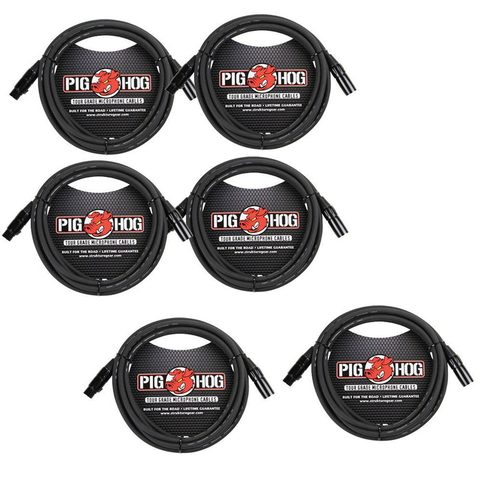 Pig Hog 8mm 20 Foot XLR Tour Grade Mic Cable - 6-Pack (PHM20)