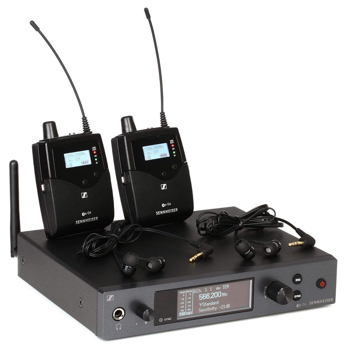 Sennheiser Pro Audio Sennheiser ew IEM G4-Twin-G in Ear Monitor System w/ 2 Belt Packs Range (566-608Mhz), Dual Beltpack