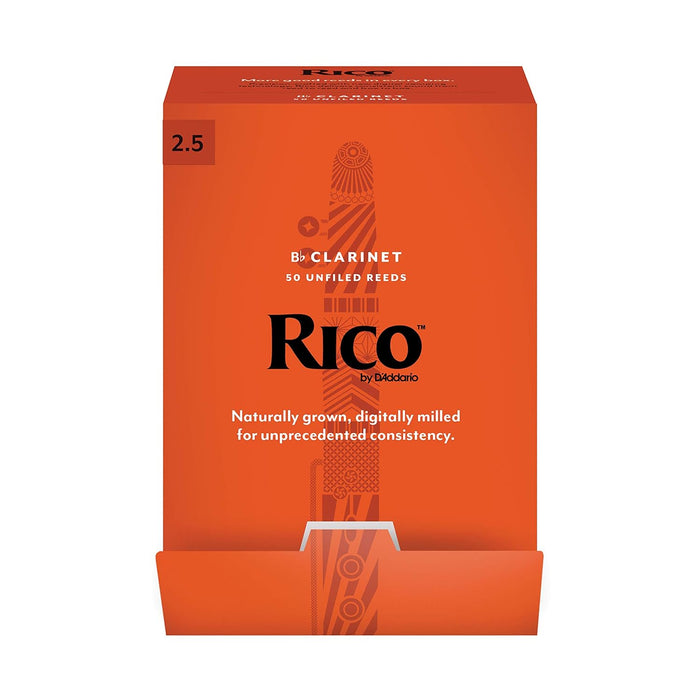 D’Addario Woodwinds, Rico Bb Clarinet Reeds, RCA0125-B50, Strength 2.5, 50-pack
