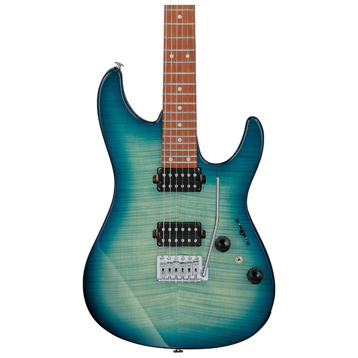 Ibanez AZ24S1F Standard 6-String Right-Handed Electric Guitar with Roasted Maple Neck and Jatoba Fretboard (Transparent Turquoise Burst)