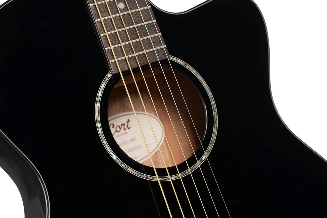 Cort L60CEBK Luce 60 OM Acoustic-Electric Guitar Black Gloss