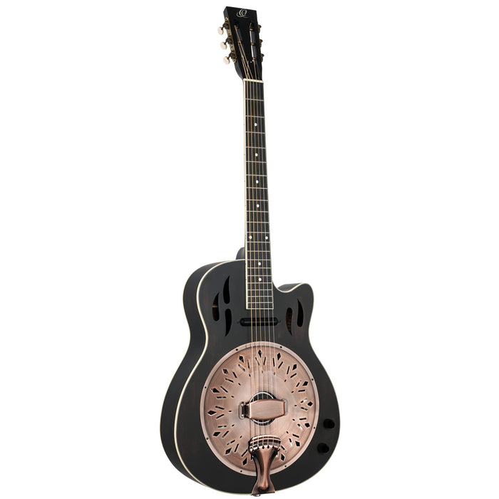 Ortega Guitars 6-String Americana Series Acoustic-Electric Resonator Guitar - Distressed Black (RRG40CE-DBK)