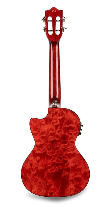 Lanikai Quilted Maple Red Stain Tenor A/E Ukulele (QM-RDCET)
