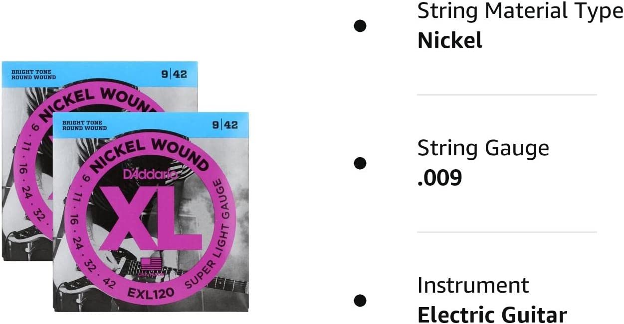 D'Addario Super Light Nickel Wound Electric Guitar Strings 9-42 2 Pack