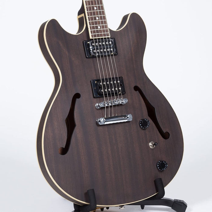 Ibanez 6 String Semi-Hollow-Body Electric Guitar, Right, Transparent Black Flat (AS53TKF)