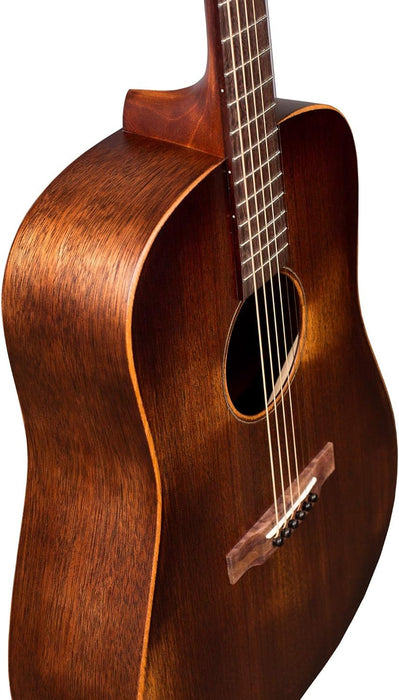 Martin Guitar D-15M StreetMaster with Gig Bag, Acoustic Guitar for the Working Musician, Mahogany Construction, Distressed Satin Finish, D-14 Fret, and Low Oval Neck Shape