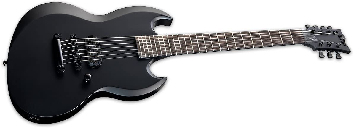 ESP LTD Viper-7-Black Metal Electric Guitar, Black Satin