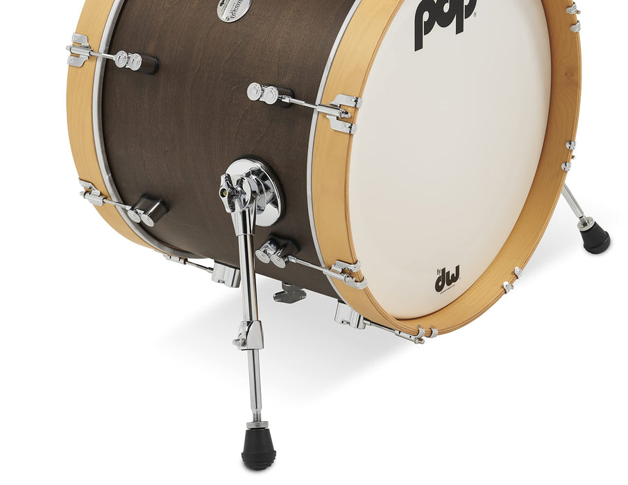 Pacific Drums & Percussion Drum Set Concept Classic 3-Piece Bop, Walnut with Natural Hoops Shell Packs (PDCC1803WN)