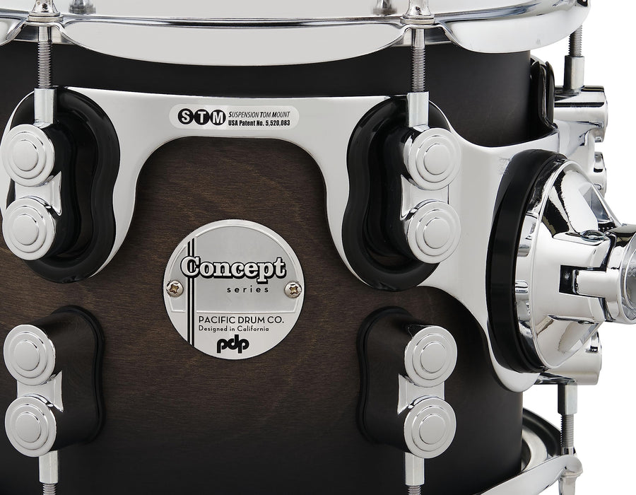 Pacific Drums & Percussion PDP Concept Maple 4-Piece Fusion, Charcoal Burst Drum Set Shell Pack (PDCM20FNSCB)