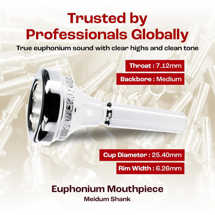 Denis Wick Classic Euphonium Mouthpiece Silver Plated, 5880E-6BM - Medium Backbore for Balanced Airflow & Tone - Medium Shank Fitting Euphonium Accessories for Easy Articulation 25.4 x 6.26 x 7.12mm